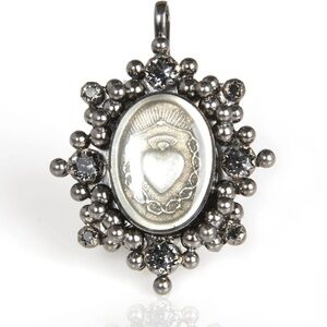Virgins Saints and Angels, Gunmetal, Oval Cloister Sacred Heart Medallion